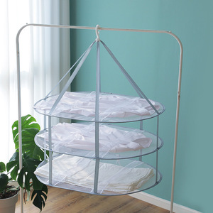 <b>Large</b> Foldable Clothes Drying <b>Basket</b> Double Layer Stainless Steel Household Drying Rack With Mesh Tray For Indoor Use - Product Image 1