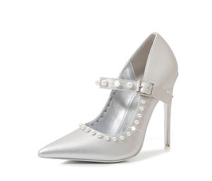 Nouveautés 2024 Femme Talons 12CM Mary Jane Chaussures pour Femmes En <span class=keywords><strong>Cuir</strong></span> <span class=keywords><strong>Mat</strong></span> Pompes Boucle Sangle Chaussures Perle Talons Hauts pour W - Product Image 3