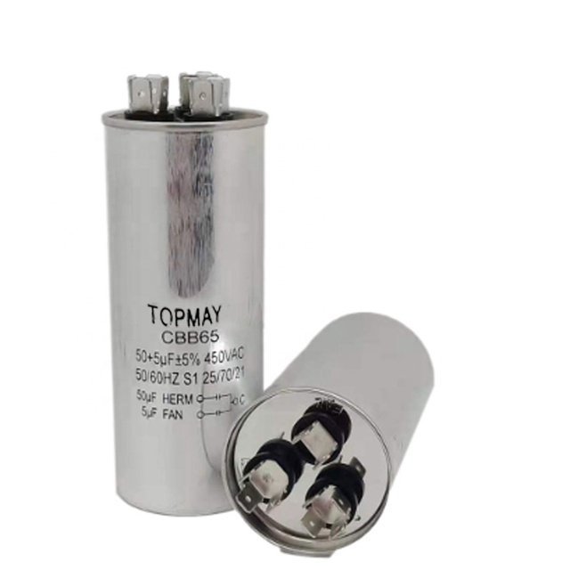 Aluminum Dual Motor Run Capacitor CBB65 30/5uF 35/5uF 40/5uF 45/5uF 50/5uF 370VAC for Air Conditioner Good quality Topomay Good Quality