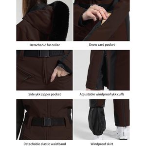 Combinaison de ski pour femme personnalisée, une pièce, isolée, duvet de canard 30g, imperméable 15k, respirante 10k, vêtements de ski - Product Image 5