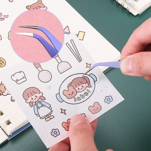 Pince à épiler en acier inoxydable colorée pour le scrapbooking et la création de carnets, outil DIY pour autocollants et rubans de papier couleur macaron, vente en gros - Product Image 4
