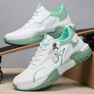 Nuove scarpe da uomo, design bicolore semplice con cerniera laterale, scarpe sportive casual, scarpe da uomo traspiranti a mezza altezza alla moda. - Product Image 4