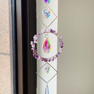 Attrape-soleil en cristal naturel, créateur d'arc-en-ciel, cercle de cristal suspendu avec prisme décoratif, arc-en-ciel - Product Image 3