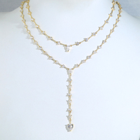 Collier ras du cou long en chaîne à maillons avec pendentif goutte d'eau en CZ miniature de haute qualité, bijoux délicats en laiton sexy pour femmes, idéal pour un cadeau