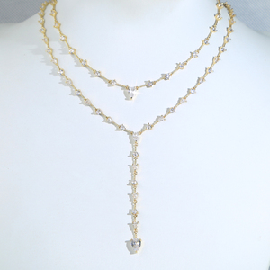 Gargantilla de Cadena con Eslabones Redondos y Pequeños Circonitas Cúbicas, Estilo Lariat Largo en Y, Joyería Delicada de Latón para Mujer, Ideal para Regalo - Product Image 5