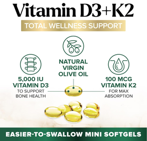 Premium Healthcare Vitamine D3 K2 Softgel <span class=keywords><strong>Capsules</strong></span> 100.000 IE/G Calcium Magnesium Zink Ondersteuning voor botten en gewrichten Verbeterde botdichtheid - Product Image 3