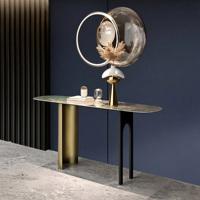 Table console asymétrique de luxe à deux pieds, table d'appoint moderne pour entrée, couloir, villa, salon, intérieur, entrée de maison