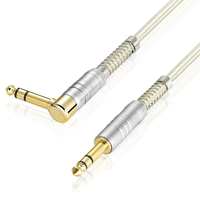 Bochara 1/4 ''Jack 90 degrés 6.35mm TRS mâle à mâle câble Audio stéréo double blindé pour amplificateur de mixage de guitare électrique 3Pack