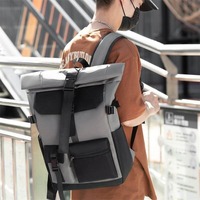 Sac à dos de voyage professionnel pour ordinateur portable, personnalisé avec logo, haute qualité, 17 pouces, simple, imperméable, à enroulement, pour hommes