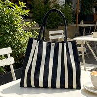 Sac en tricot multi-usages en polyester, sac fourre-tout en tricot avec bouton pression pour le shopping, la plage, le marché, les voyages, les sorties quotidiennes, sac à main décontracté