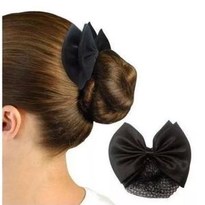 Mujeres Bow Hair Clip Lace Bow-knot Decor Hair Bun Cover Barrettes Net Snood Hairnet - Product Image 1