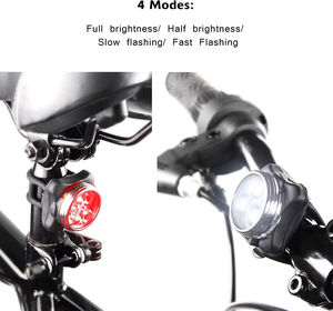 Lumière de vélo avant blanche rechargeable par USB, étanche, 4 modes, super lumineuse, ensemble de lumières LED rouges pour vélo en ABS - Product Image 3