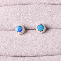 SubtleGlam Boucles d'oreilles clous en argent sterling plaqué or serties d'opale naturelle d'Australie certifiée, tendance, unisexe, élégantes, parfaites