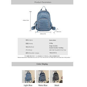 Prodotti estivi di tendenza 2026 nuovo all'ingrosso in tela Denim retrò blu zaini da <span class=keywords><strong>donna</strong></span> borse universitarie <span class=keywords><strong>per</strong></span> <span class=keywords><strong>donna</strong></span> - Product Image 3