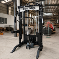 Rack de musculation compact robuste, capacité 1000 lb, cage à squats avec système de croisement de câbles doublement réglable pour salle de sport