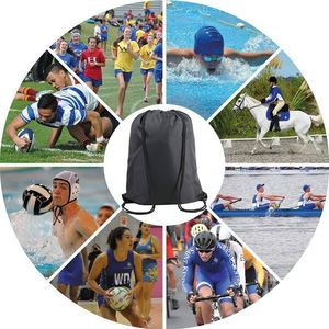 Sports Gym <b>Backpack</b> Bags Washable Black <b>Drawstring</b> Made of Durable Polyester - Product Image 4