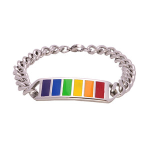 Gay Pride Jewelry Rainbow <span class=keywords><strong>Bar</strong></span> LGBT Pride Bracelet Amistad Gay Lesbian Bangle Bracelet para pareja - Product Image 3