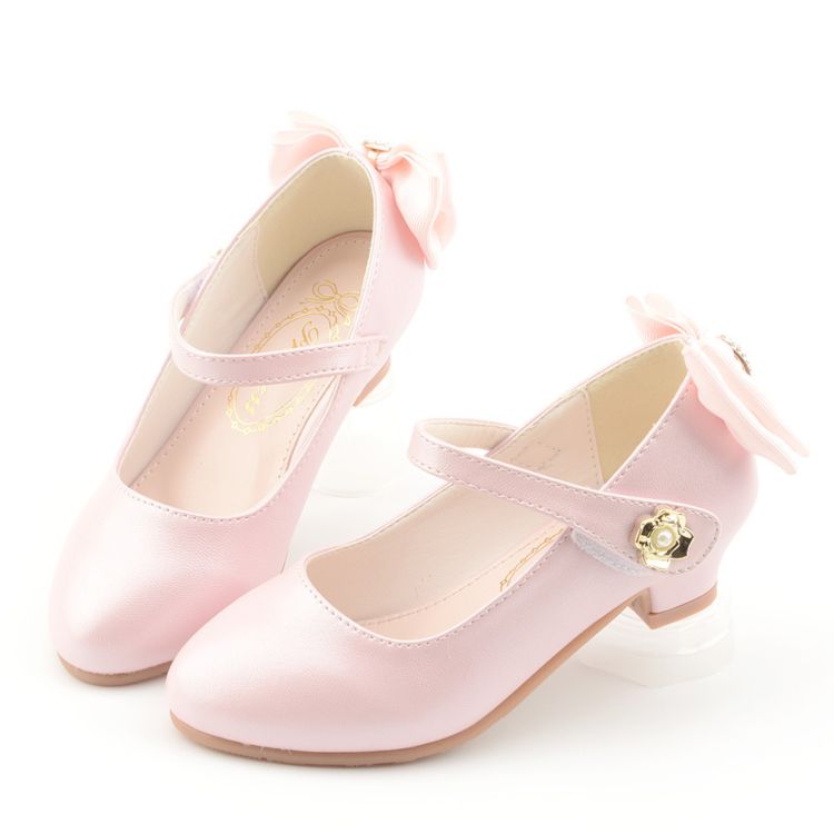 New 2021 Girls Shoes Small High Heel Leather Shoes Children Princess Sandals