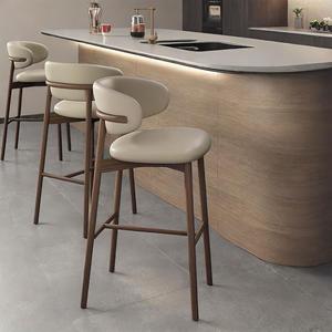 Taburete de Bar de Madera Maciza de Estilo Nórdico con Tapicería de Tela, Silla <span class=keywords><strong>para</strong></span> Barra de <span class=keywords><strong>Cocina</strong></span>/Island <span class=keywords><strong>para</strong></span> Hogares de la UE/EE. UU. - Product Image 3