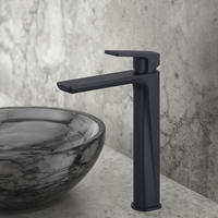 Robinet de lavabo d'eau de salle de bain moderne monotrou en laiton noir personnalisé de vente directe d'usine
