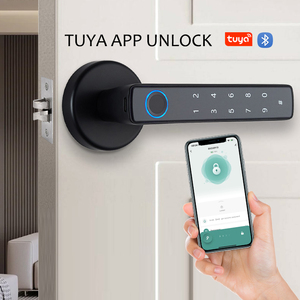 Serrure de porte biométrique à empreintes digitales <span class=keywords><strong>WAFU</strong></span> WF-F8 en alliage d'aluminium, application intelligente Tuya, BLE, Type-C, alimentation d'urgence, noir, 50 empreintes digitales, 100 - Product Image 3