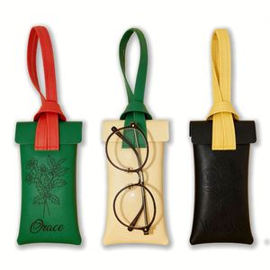 Correa para Gafas de Cuero PU Clásica con Bloques de Color Grabados Personalizados, Estuche Suave para Gafas con Flores de Nacimiento, Maquillaje para Damas de Honor - Product Image 1