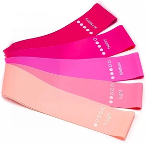 Logo Custom High Stretch Women Hip Butt Thigh <b>Band</b> 600*50mm 4 Pcs Set pink Mini Loop Resistance <b>Band</b> - Product Image 4