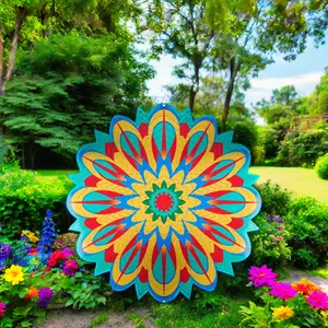 3D 12in paslanmaz çelik Mandala çiçek rüzgar Spinner için kapalı/açık noel partisi süslemeleri dayanıklı Yard bahçe süs