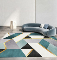 Tapis d'intérieur moderne antidérapant en polyester PET à poils ras, imprimé en 3D, fabriqué en usine, écologique, pour salon et chambre à coucher