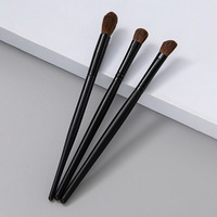Set Kuas Rias Mata 3pcs Kuas Kosmetik Premium Bulu Kuda Alami Gagang Kayu Gaya Smudge Kuas Rias Mata untuk Meratakan Eyeshadow
