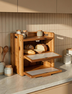 Boîte de rangement pour <span class=keywords><strong>pain</strong></span> en bois avec fenêtre transparente, idéale pour la cuisine et les coins de la maison - Offre spéciale - Product Image 4