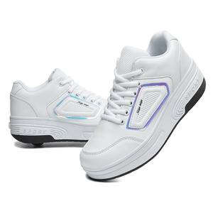 Chaussures à roulettes LED en PU pour enfants <span class=keywords><strong>MYMY</strong></span>, roues rétractables, baskets montantes réglables, roues doubles détachables, pour garçons - Product Image 3