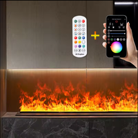 Foyer Vapeur 3D Moderne de Style Européen, Flamme 9 Couleurs, Télécommande WiFi, Insert en Acier pour Intérieur Hôtels Villas Salons