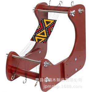 Machine à tisser manuelle en bois, support réglable pour perlage de bracelets, outil de bijouterie DIY, usage domestique, forme rectangulaire, couleur bois naturel - Product Image 1
