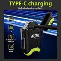 Briquet électrique à arc plasma étanche, coupe-vent, sans flamme, rechargeable USB Type-C pour survie en extérieur, camping, vente en gros, logo personnalisé