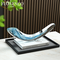 Flolenco, cristal de verre incurvé fait à la main, charme fluide, forme géométrique moderne, retour à l'école, décoration d'art pour la maison