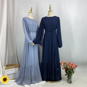 Modest Women Dress Dot Chiffon With Full Lining Muslim Islamic Women Dubai <b>Abaya</b> Dress Fashion 2025 6294# - Product Image 4