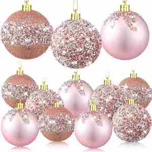 Luxury Glitter Pearl & Sequin Shatterproof 8cm <b>Christmas</b> Ball Ornaments for Xmas Tree - Product Image 1