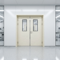 Portes doubles modernes en acier avec ferme-portes, prévention incendie, utilisation intérieure, moustiquaire en nylon pour entrepôt/atelier