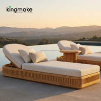 Chaise longue de plage moderne en teck réglable pour hôtel, terrasse de piscine, villa, resort, chaise longue commerciale