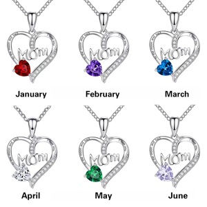 Collana <span class=keywords><strong>mamma</strong></span> alla moda del produttore di gioielli "ti amo" rodio oro blu ametista zircone argento <span class=keywords><strong>cuore</strong></span> regalo per la festa <span class=keywords><strong>della</strong></span> <span class=keywords><strong>mamma</strong></span> - Product Image 2