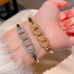 Copper Chain <b>Bracelet</b> Gold And <b>White</b> Micro Insert Diamond Jewelry Fashion Link <b>Bracelet</b> Spring 2025 Yiwu Origin - Product Image 2