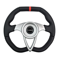 Tiypeor Volant Noir 350mm Cuir Noir Rayons Argent Volants De Course De Voiture