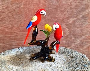 Handmade Glass <b>Parrot</b> Figurine Lampwork Animal Theme Blown Glass Dome Decorative <b>Ornament</b> Red Blue Yellow Colorful Craft - Product Image 1