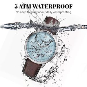 Montre chronographe sport 44 mm à quartz, mouvement japonais, bracelet en acier inoxydable et cuir, étanche 5 ATM, mode business, aiguilles, pour homme - Product Image 3