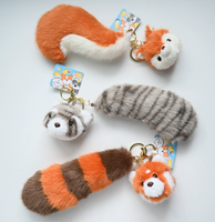 Nouveauté 2026 : Adorables breloques en peluche (raton laveur, ours grizzly et écureuil) à petite tête et grande queue, pendentifs porte-clés personnalisables