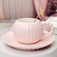 Ensemble tasse et soucoupe en céramique émaillée nacrée 280 ml, style nordique, écologique, pour le bureau et les goûters