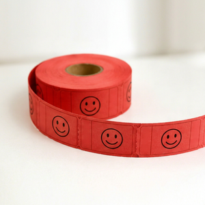 Boletos de Rifa con Cara Sonriente, Cartón Perforado, Impresión Flexográfica, Reverso Escribible - Product Image 1