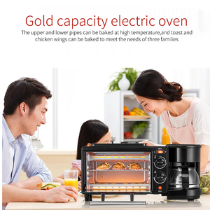 Appareil de petit-déjeuner électrique 3-en-1 : Plaque de cuisson, four grille-pain multifonction et cafetière, avec revêtement antiadhésif, en plastique, pour usage domestique - Product Image 5