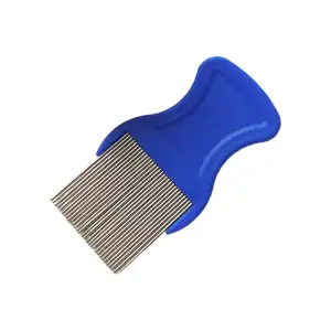 中国卸売プロモーションプラスチックハンドルステンレス鋼アンチニットノミダニシラミクリーニング除去櫛 - Product Image 1